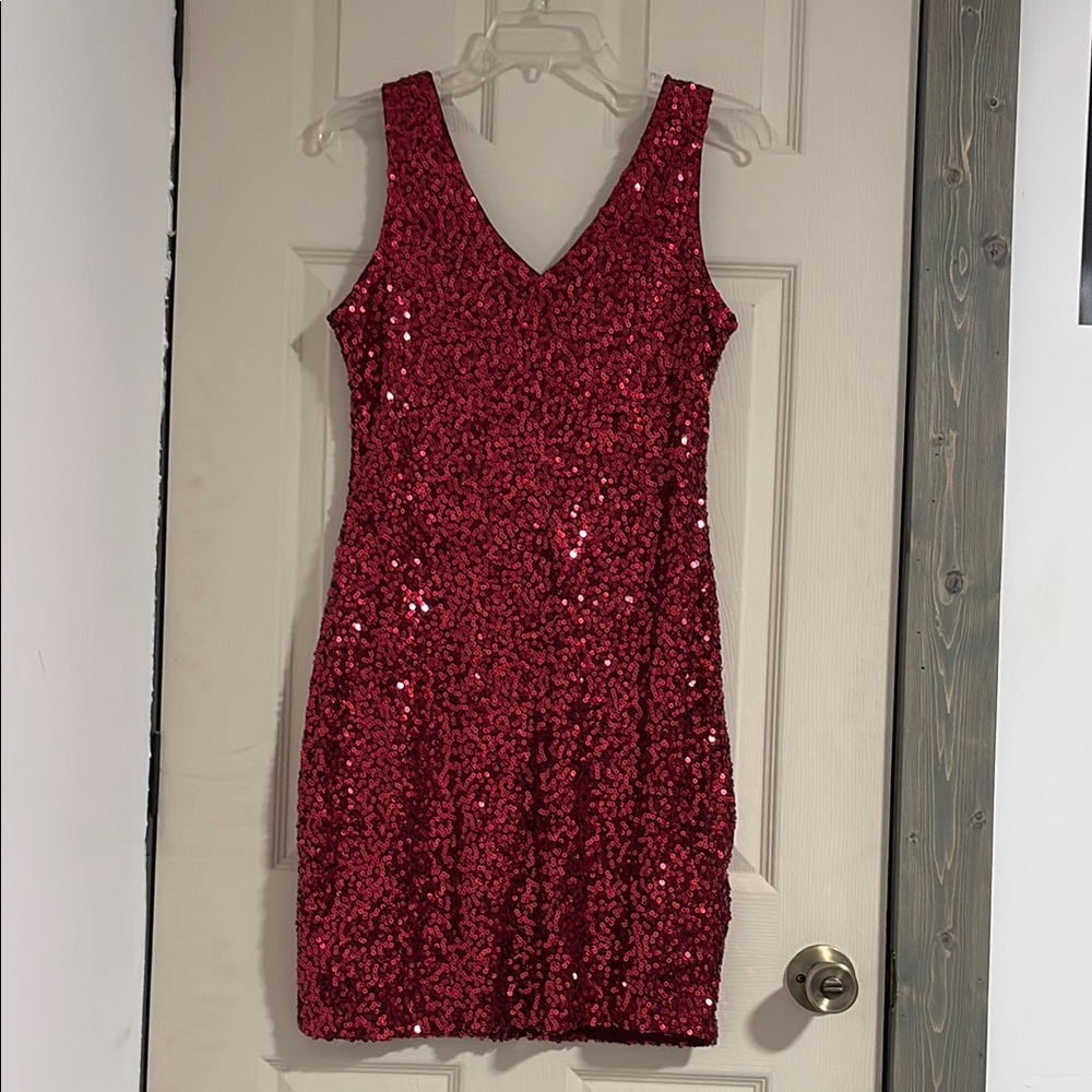 Red Sequin Sleeveless Dress